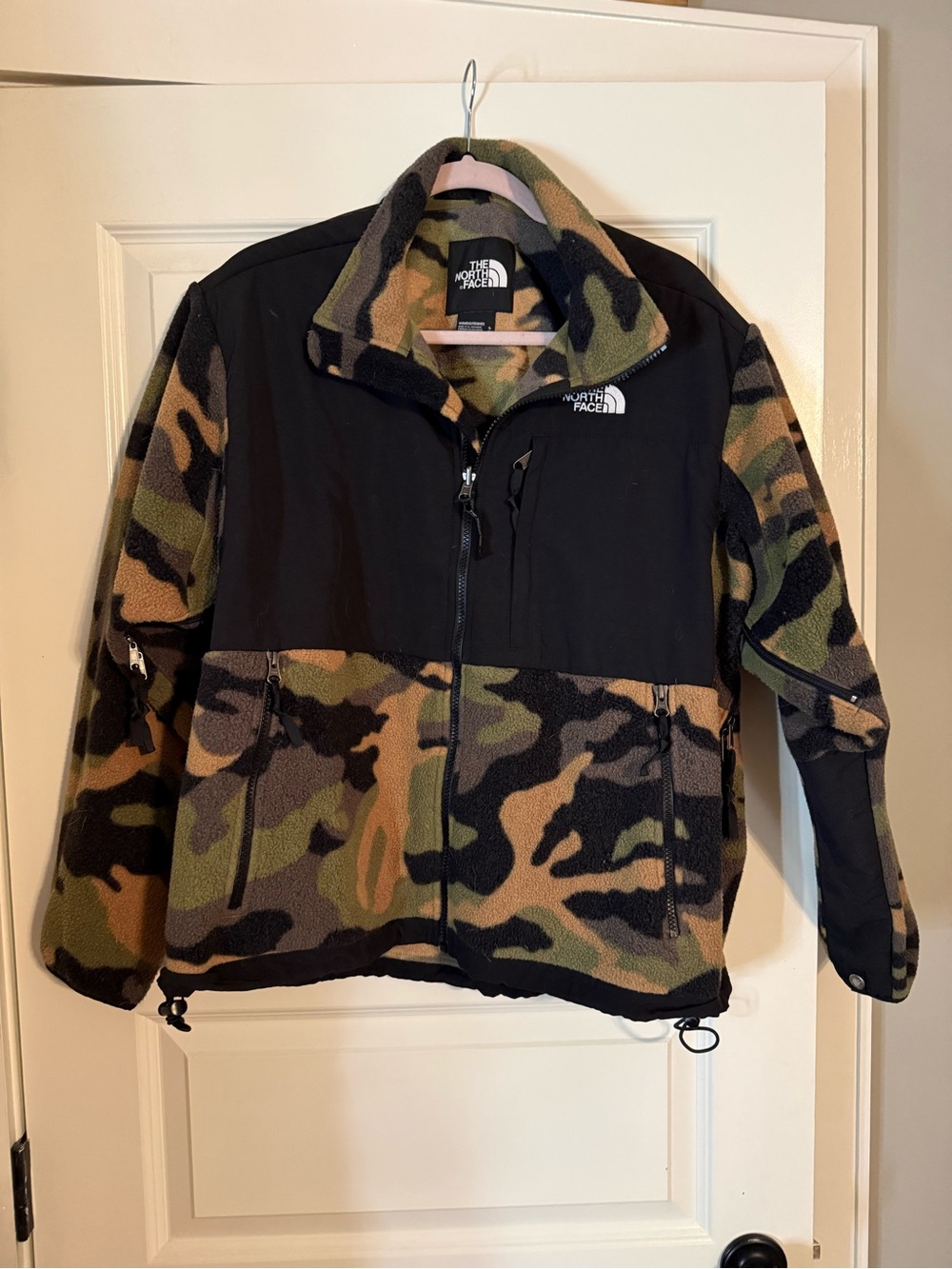 The North Face Black Jacket with Olive Camo Fleece Lining